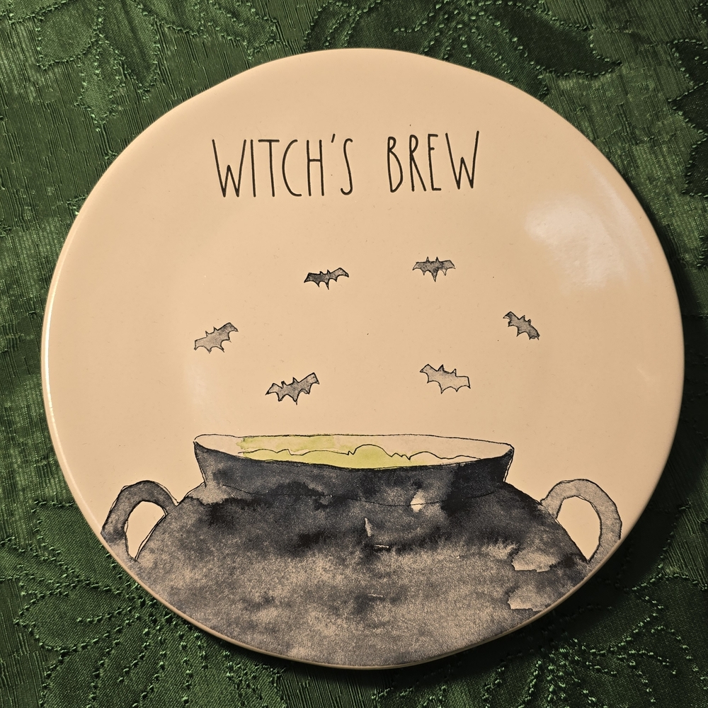 Rae‎ Dunn 8 1/4" Witch's Brew Plate with Green Accents #3